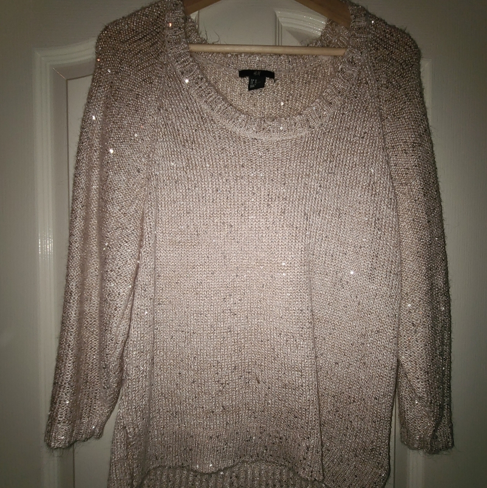 Champagne colored sequin party top